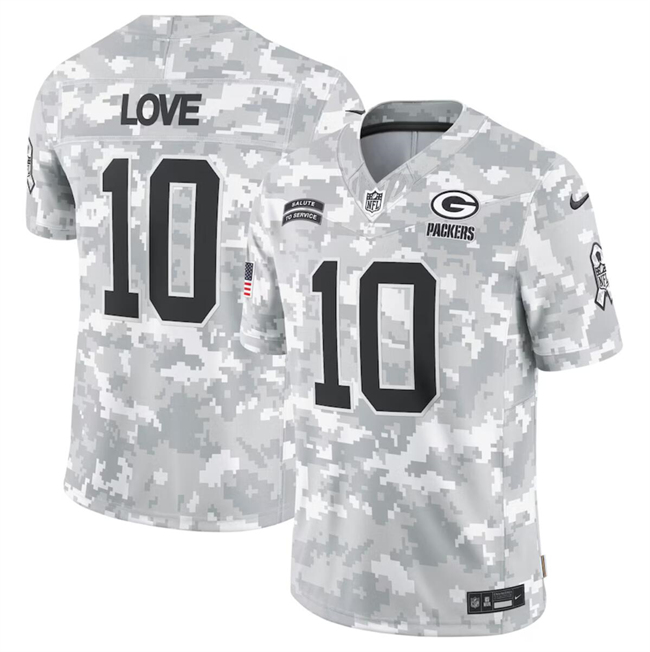 Youth Arctic Camo Green Bay Packers #10 Jordan Love 2024 F.U.S.E Salute to Service Limited Stitched Football Jersey